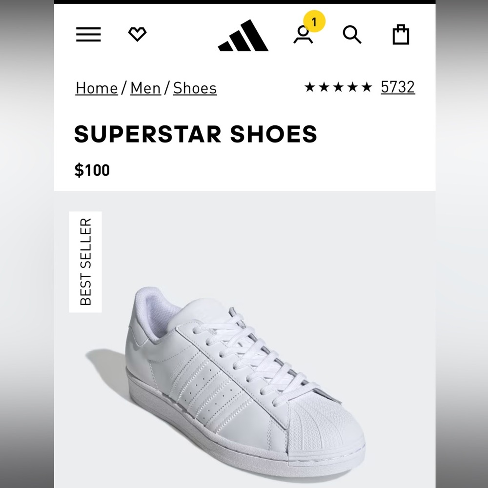 Adidas Superstar in Cloud White, Women’s 9.5